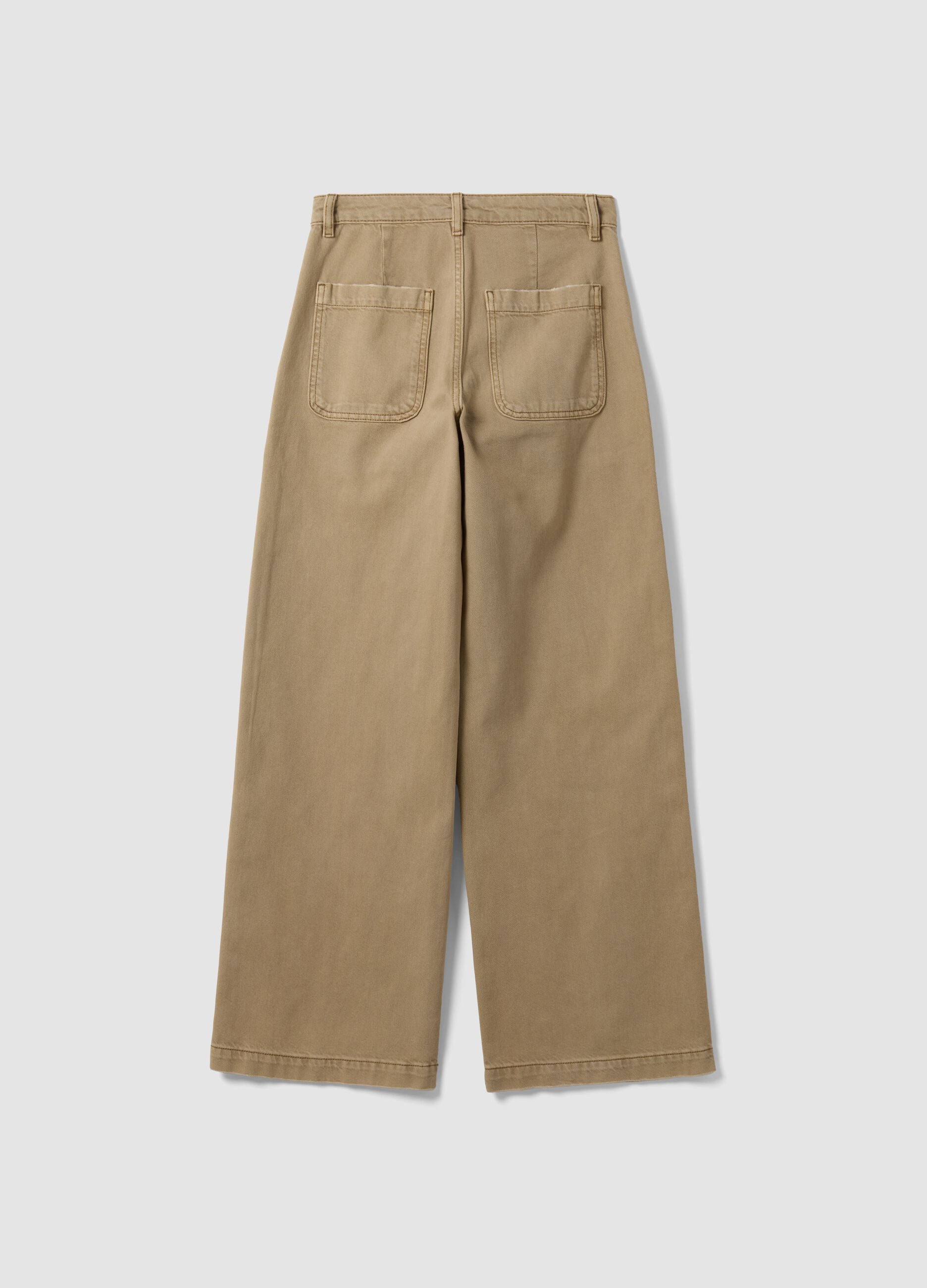 Jeans denim beige wide leg in puro cotone