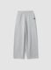 Grey wide-leg trousers in a cotton-viscose blend for girls_3