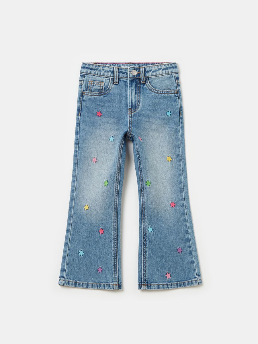 Flare-fit jeans with stars embroidery_0
