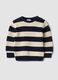 Maglia blu in puro cotone a righe con girocollo per bimbo_0