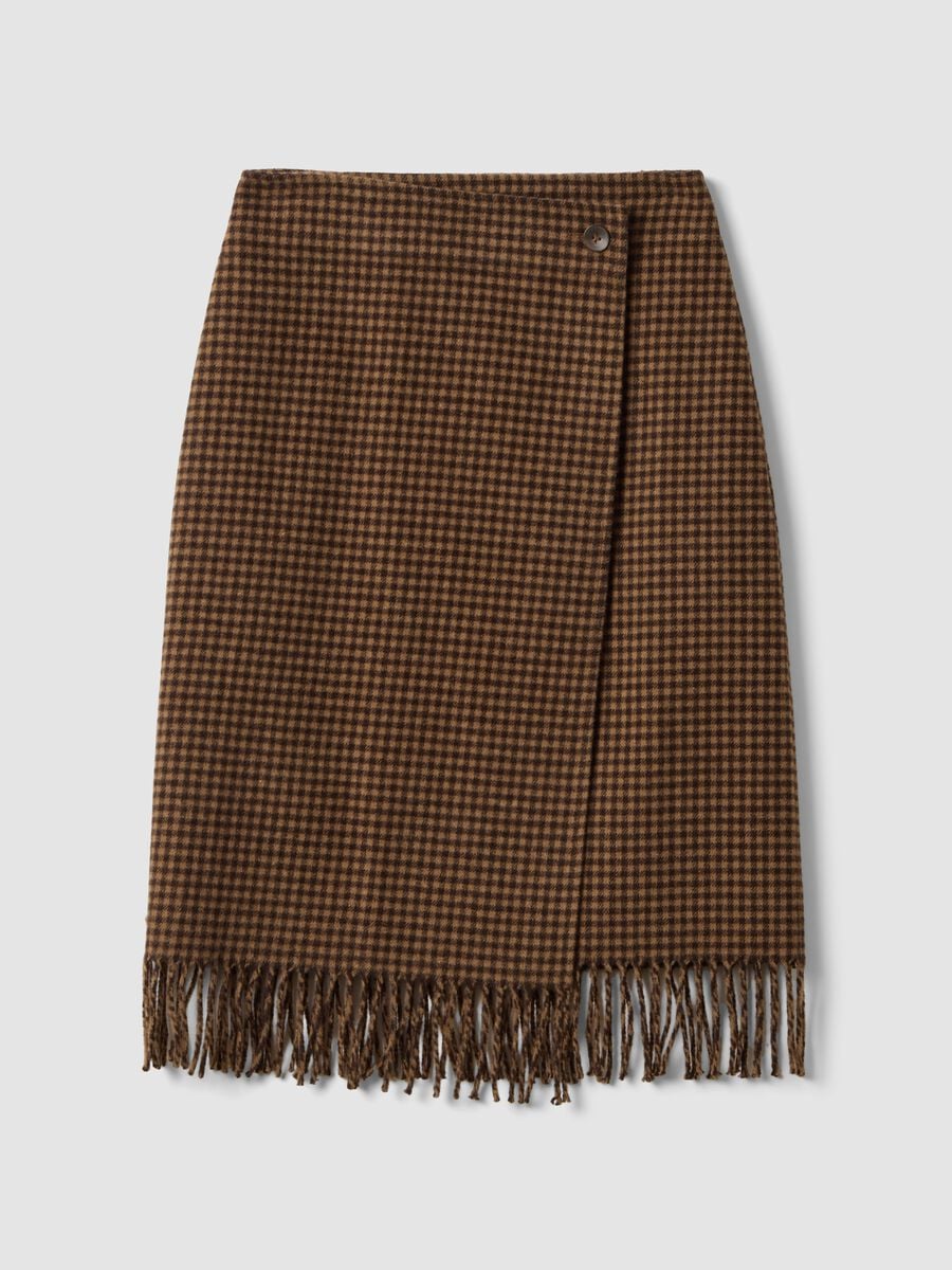 Brown and black wool-viscose blend skirt_4