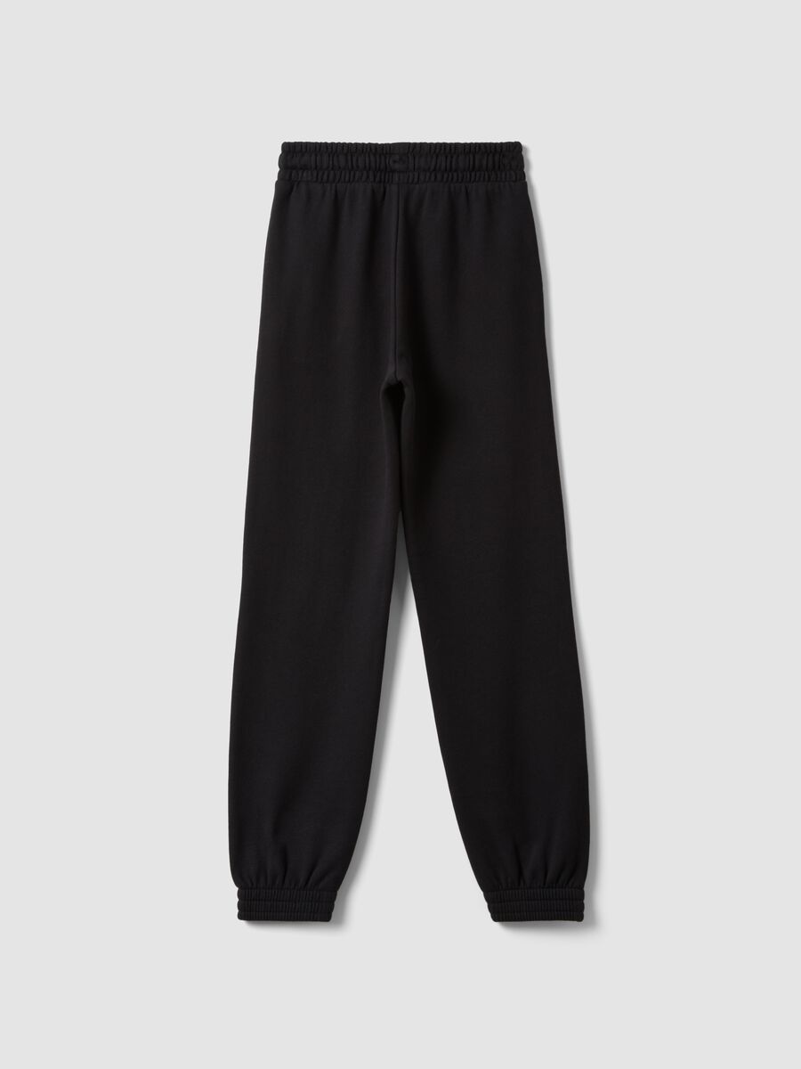 Black pure organic cotton regular-fit joggers for girls_6