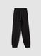 Cal&ccedil;as jogger pretas em 100% algod&atilde;o org&acirc;nico, regular fit, para rapariga_6