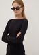 Black stretch viscose long-sleeve T-shirt_0