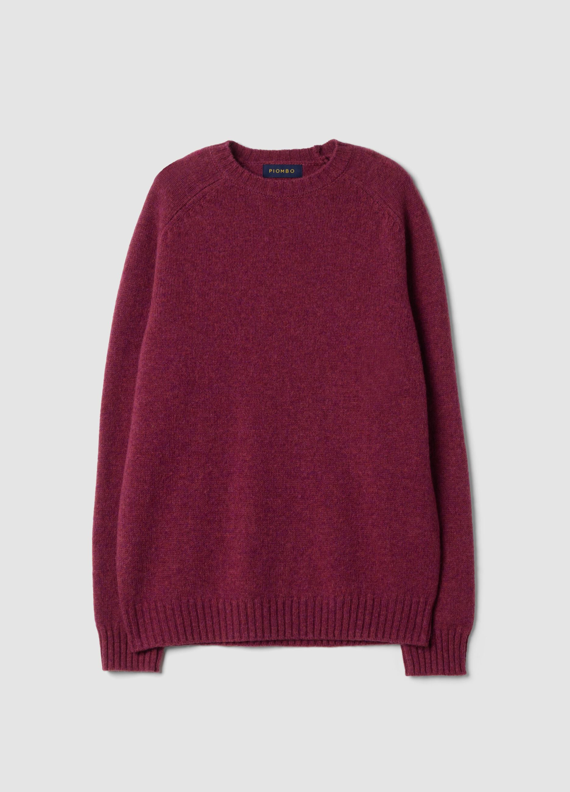 Red crew-neck jumper in pure wool, regular fit