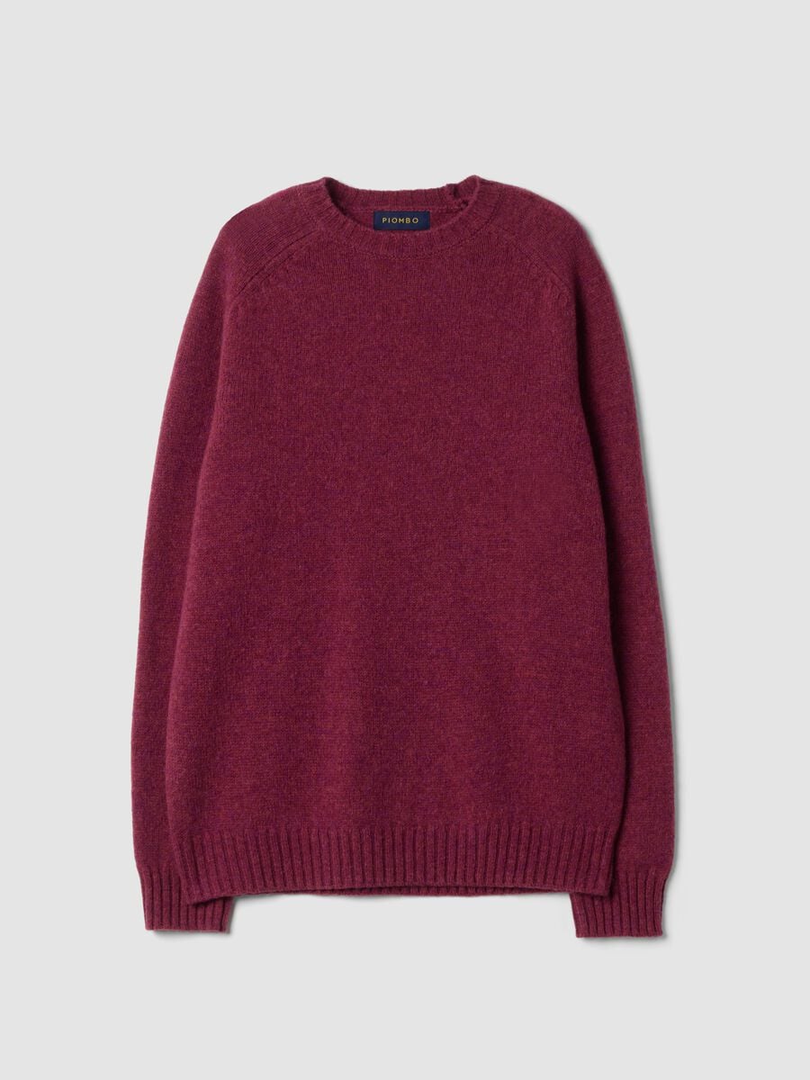 Red crew-neck jumper in pure wool, regular fit_0