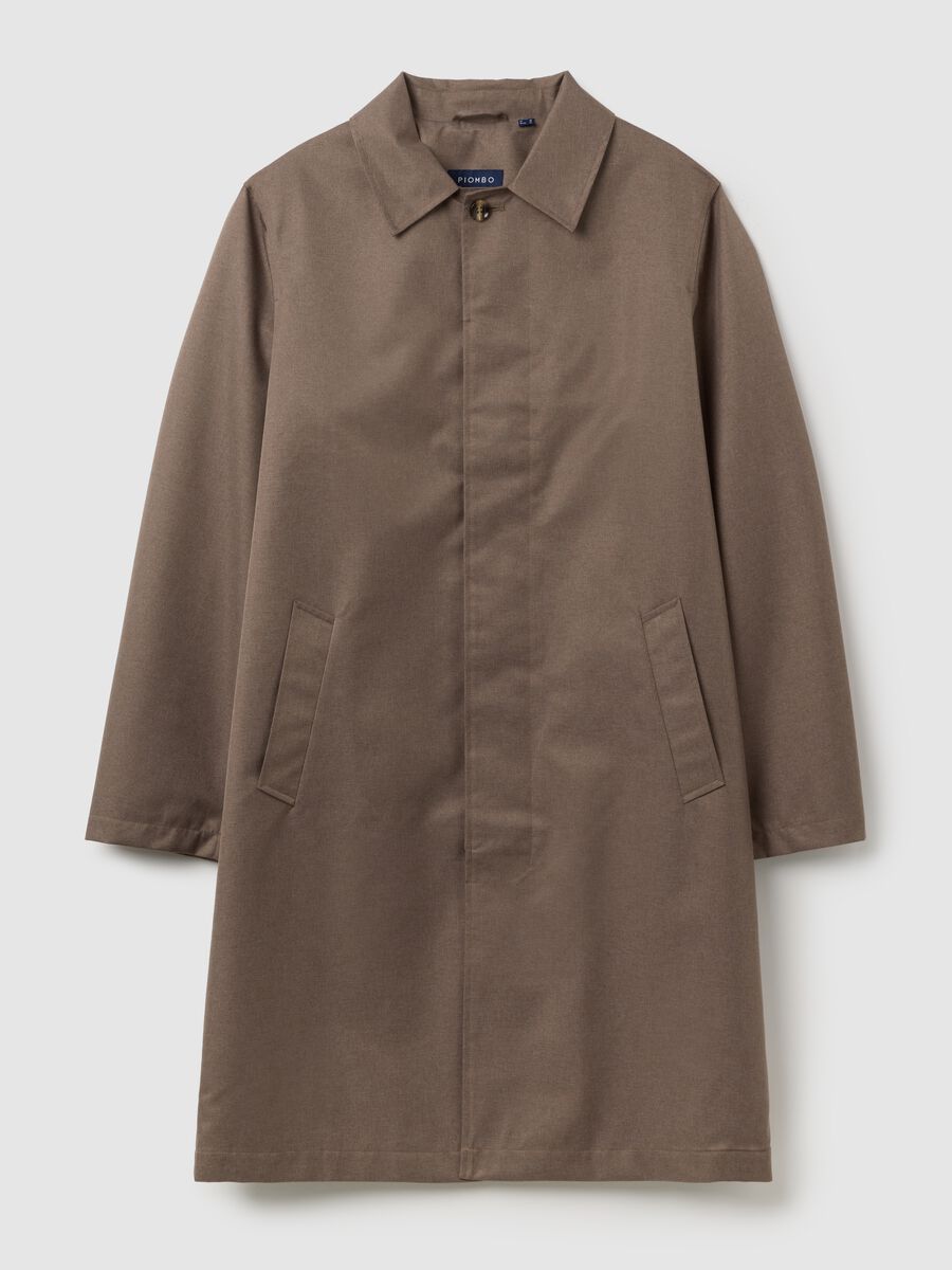 Brown trench coat with side pockets and zip_5
