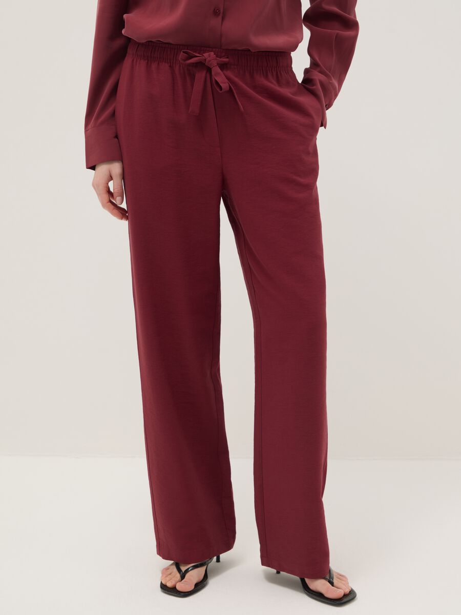 Wide Red Trousers in Viscose Blend_1