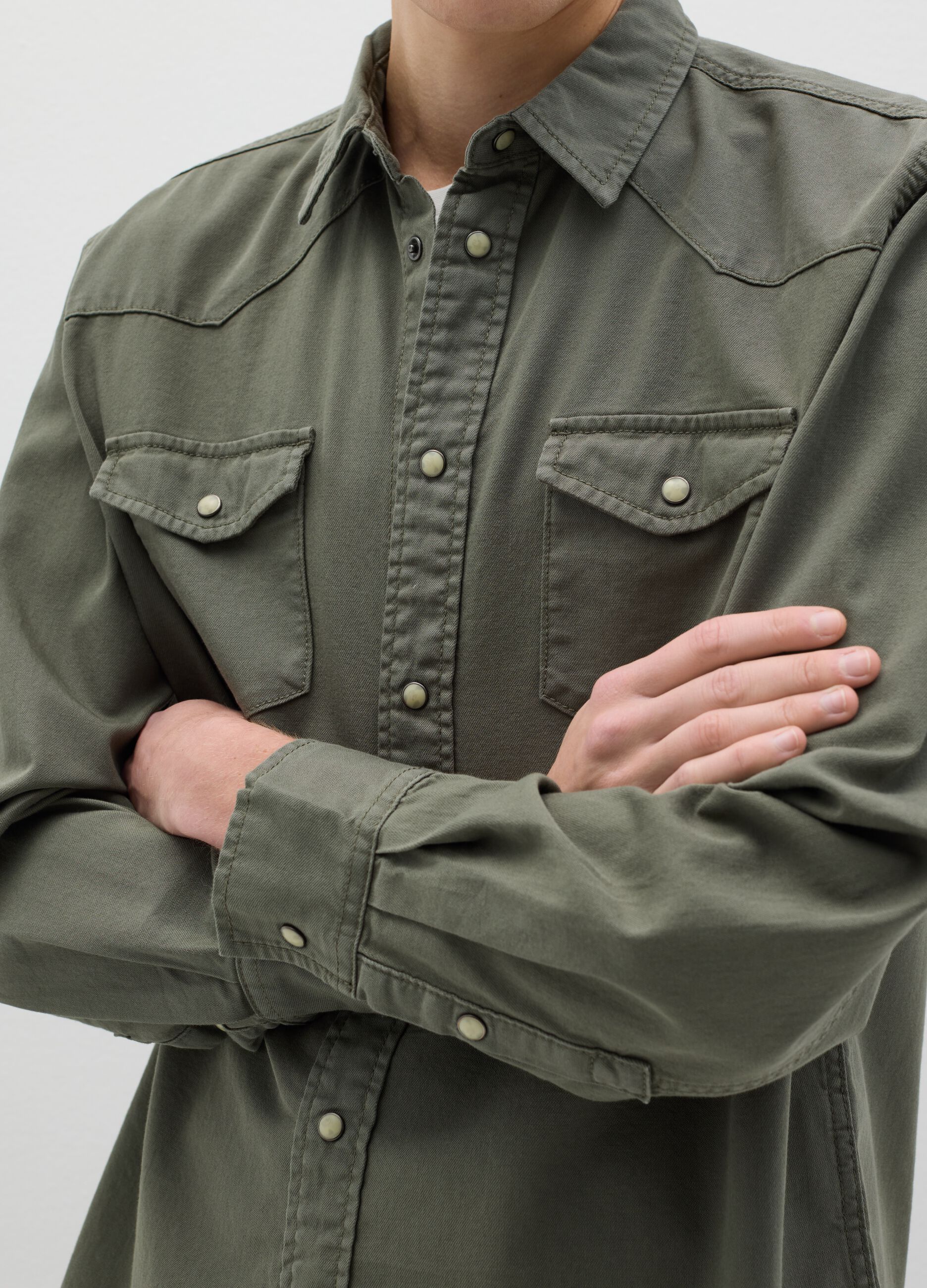 Cowboy shacket in cotton