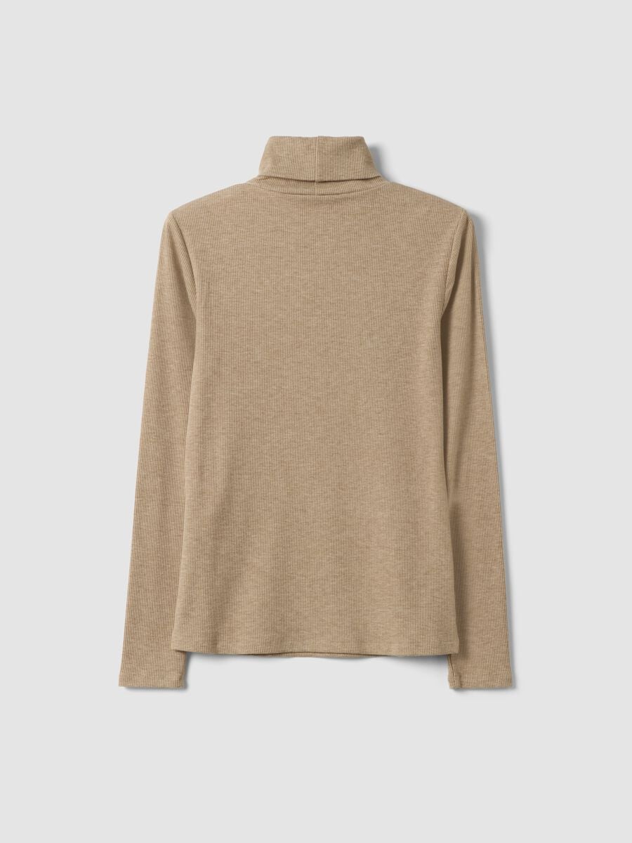 Beiger Pullover aus elastischer Viskose mit Rundhalsausschnitt, Regular Fit_2