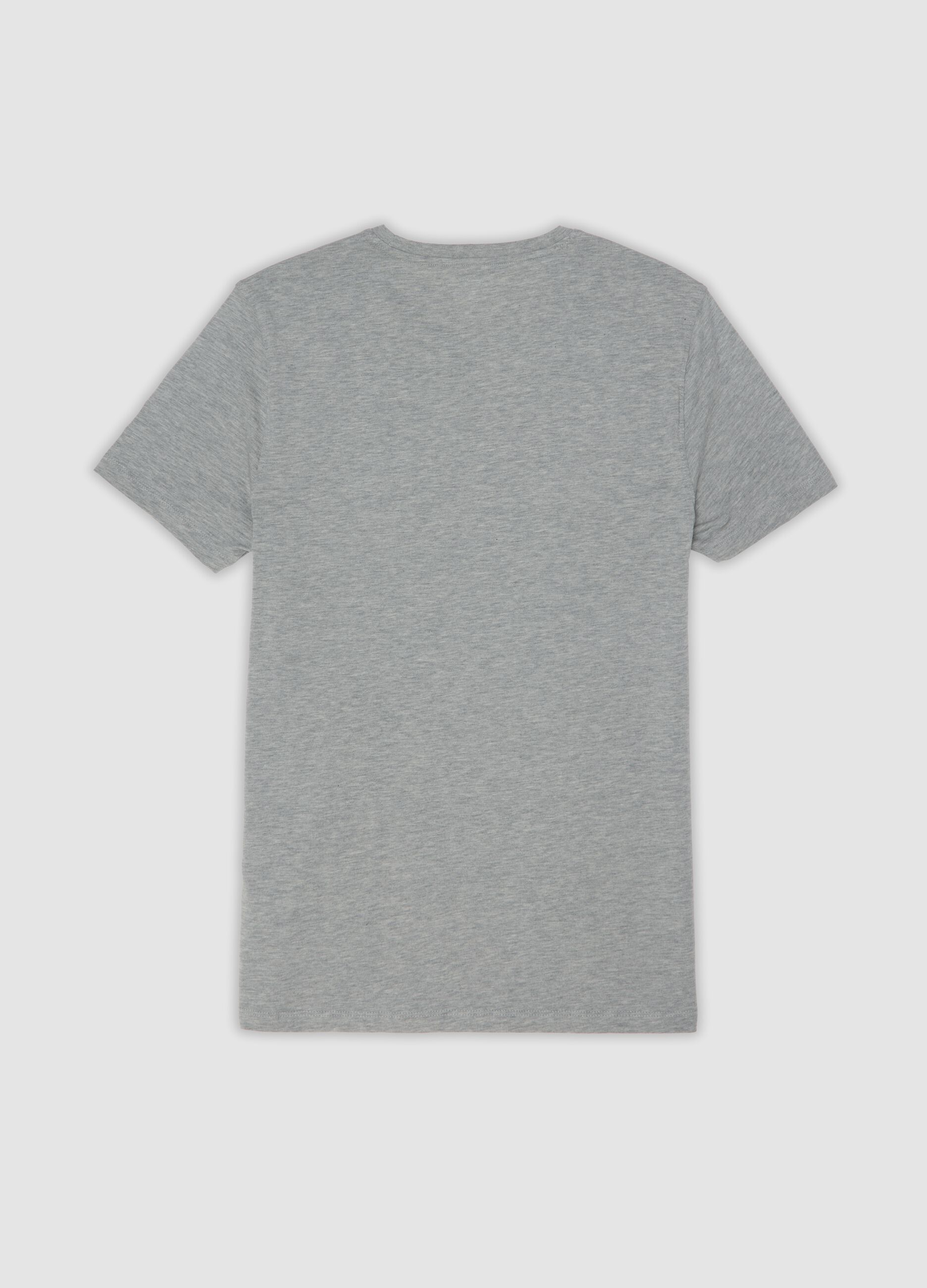 Grey crew-neck T-shirt in pure Supima cotton, regular fit