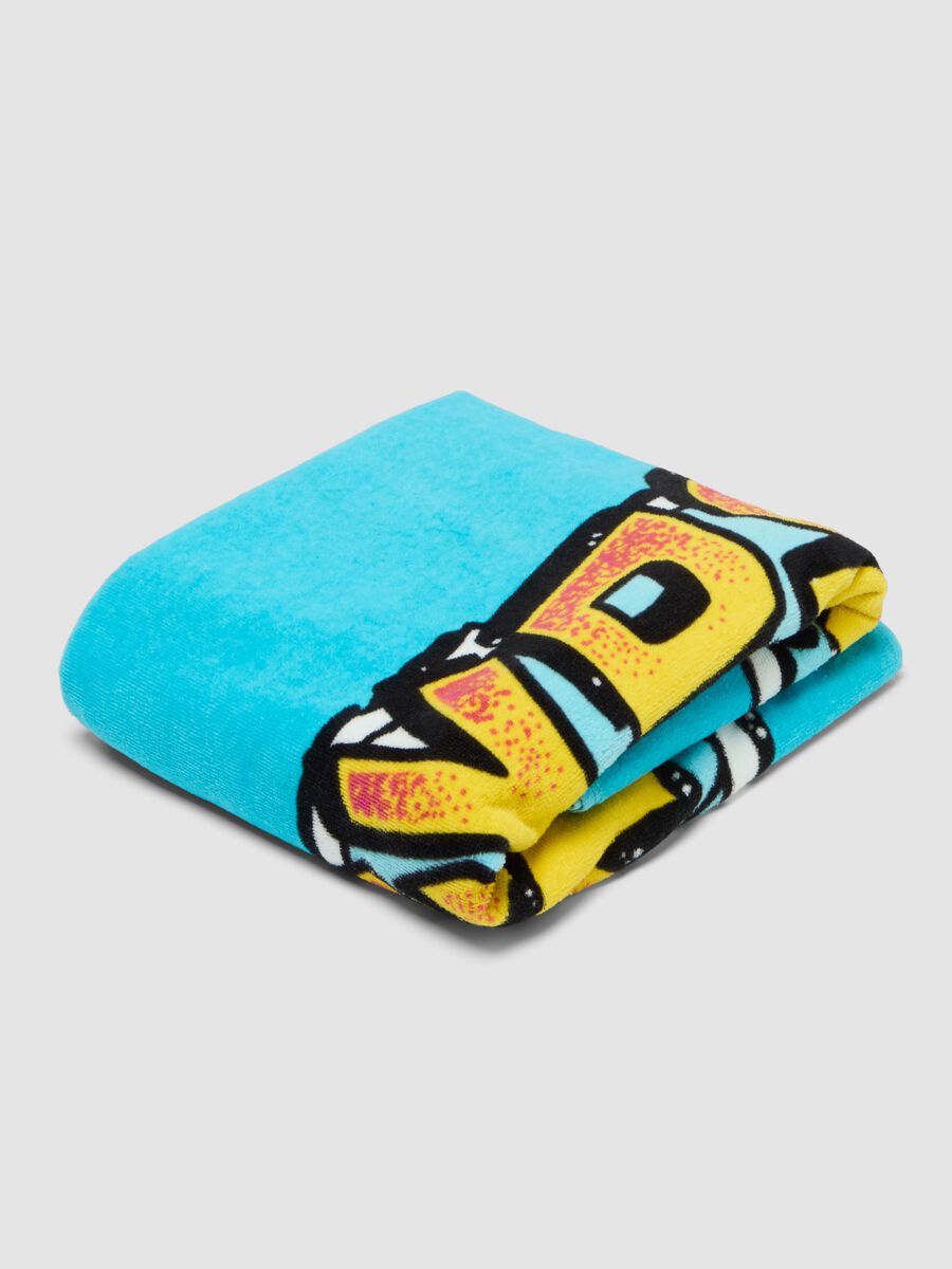 Toalha de praia azul em algod&atilde;o puro_0