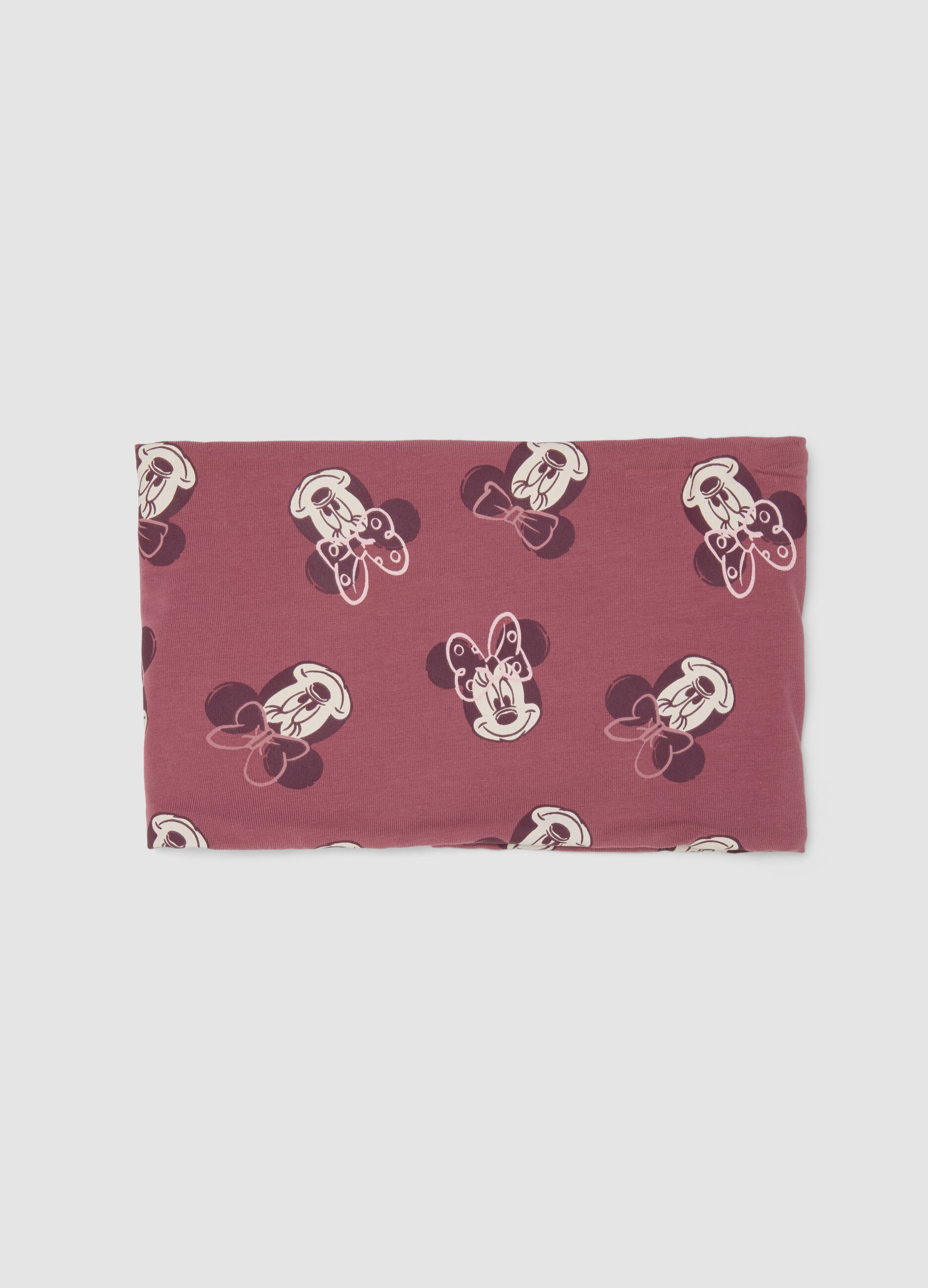 Pink Minnie print stretchy organic cotton scarf for girls