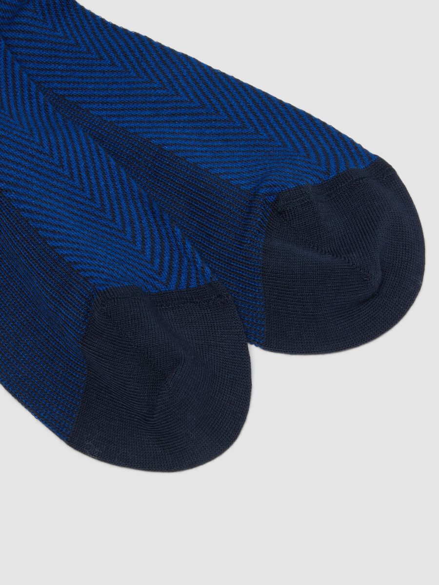 Twin pack long socks in stretchy cotton blend blue_2