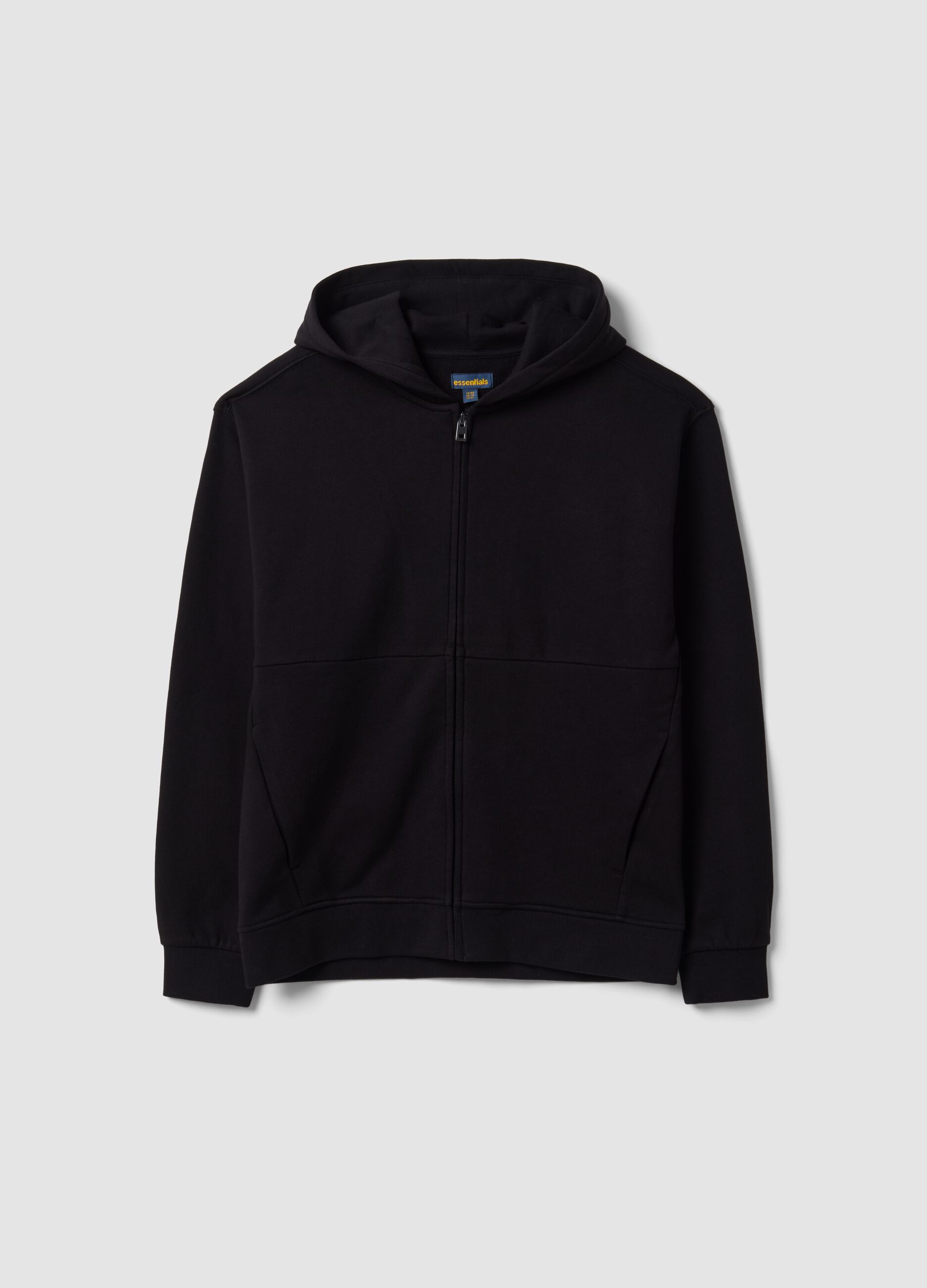 Schwarzer Hoodie aus Bio-Baumwolle mit Reissverschluss