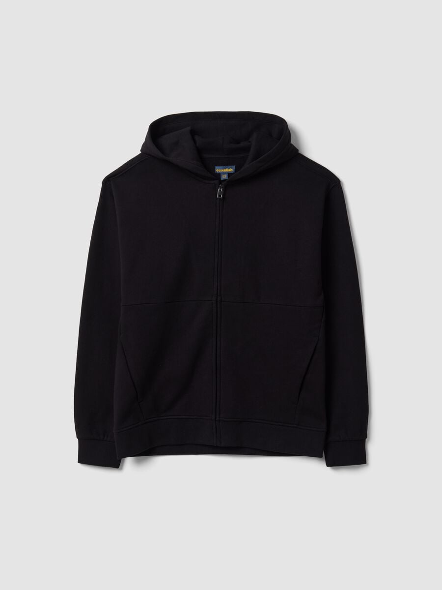 Schwarzer Hoodie aus Bio-Baumwolle mit Reissverschluss_0