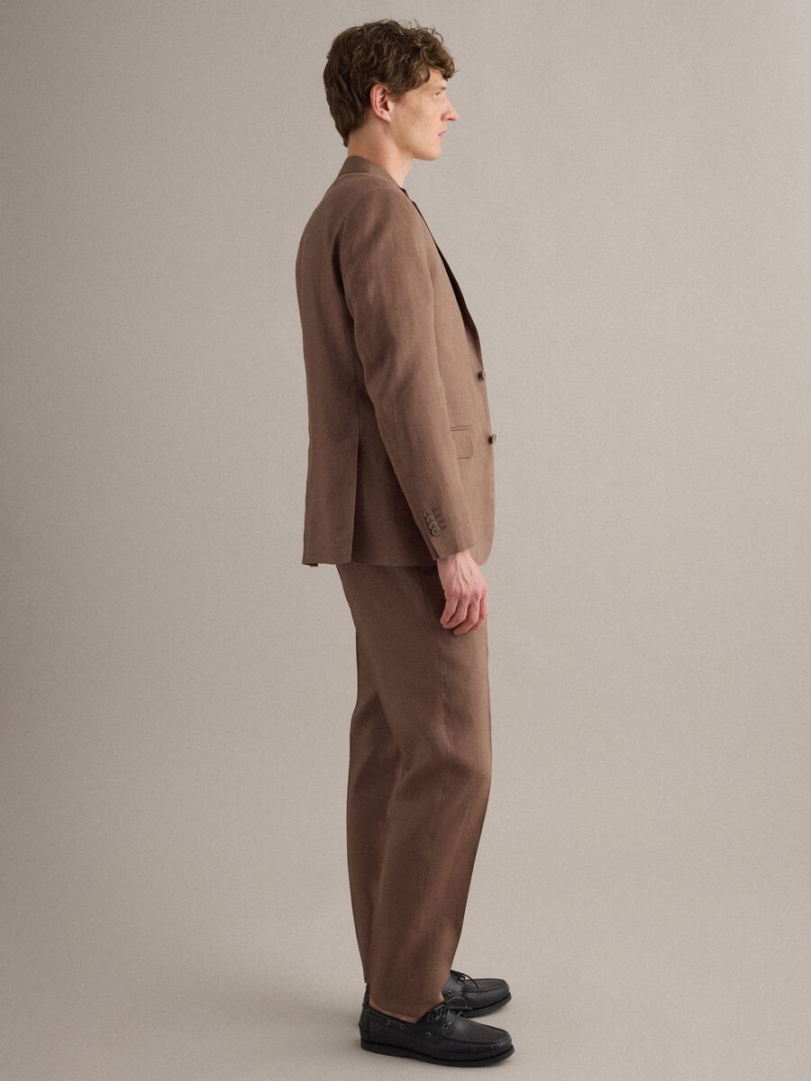 Brown pure linen slim-fit blazer_3