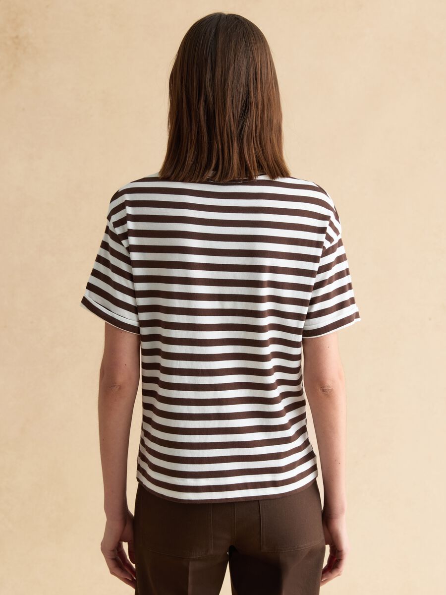 Regular fit multicolour striped cotton t-shirt_3