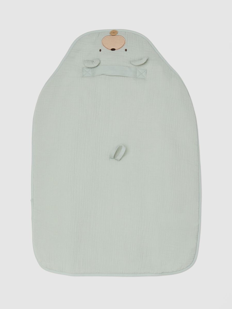 Green 100% cotton baby changing mat with teddy bear design_1