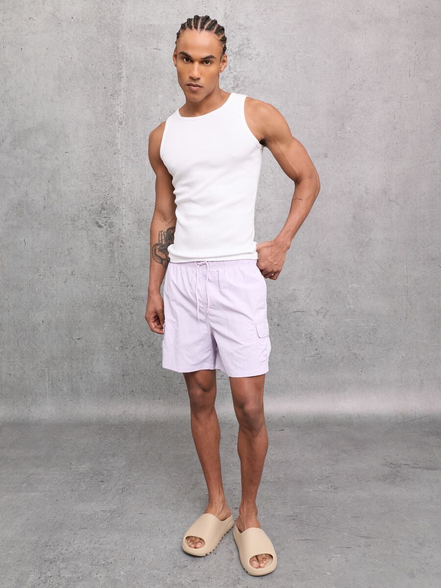 Pastel Lilac Cargo Swim Shorts_3