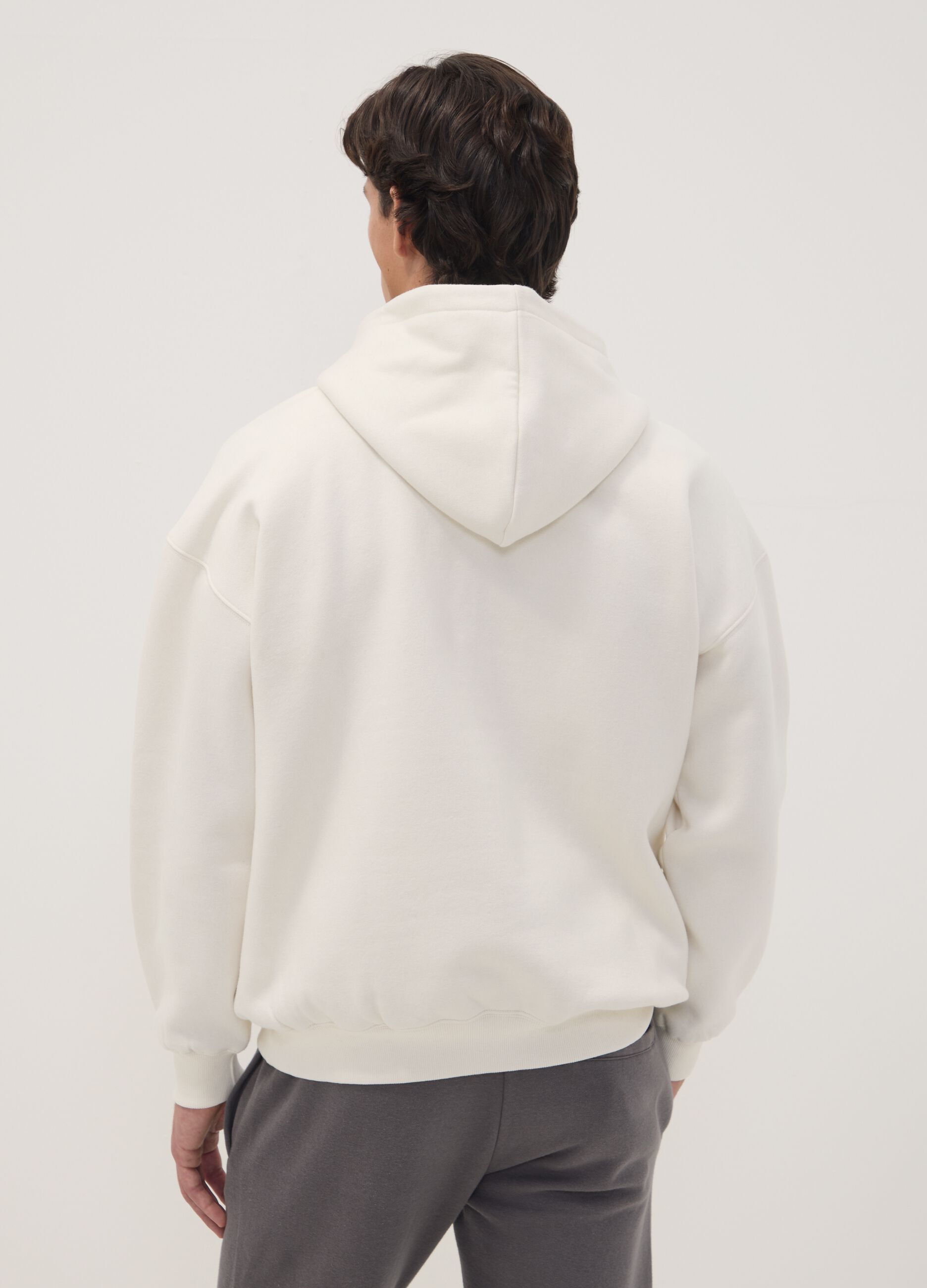 White cotton-blend hoodie with Chicago Bulls print
