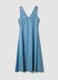 Light Blue Denim Midi Dress in 100% Lyocell, Sleeveless_0