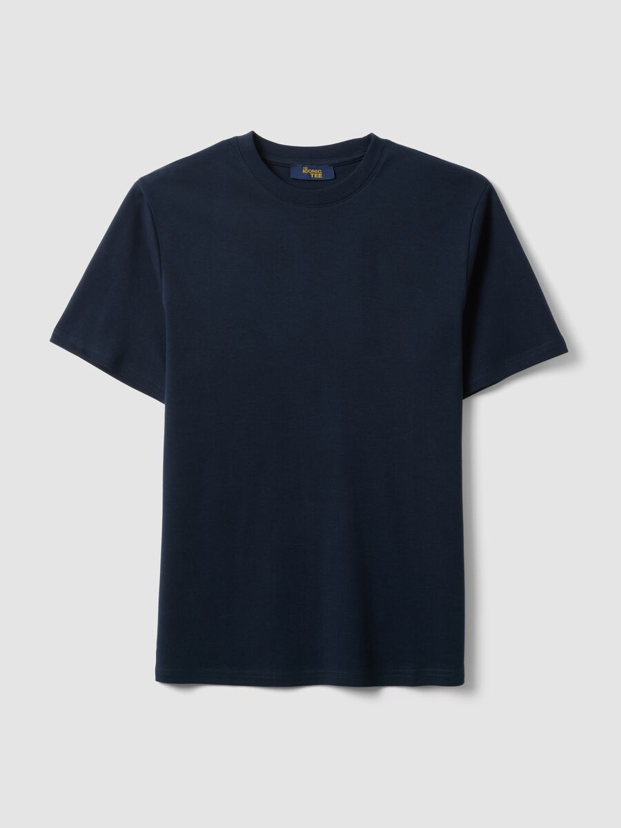 Blue pure cotton short sleeve relaxed fit T-shirt_5