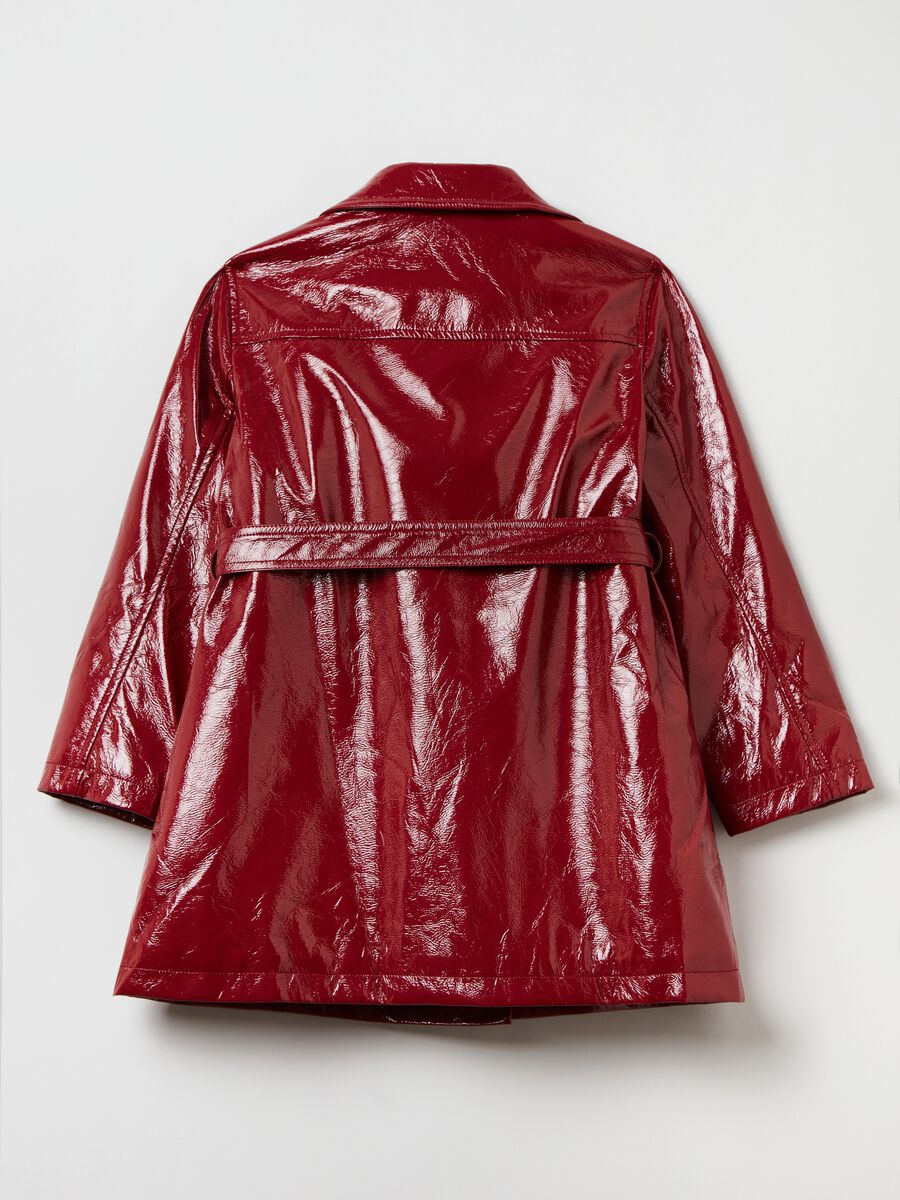 Shiny-effect double-breasted trench coat_4