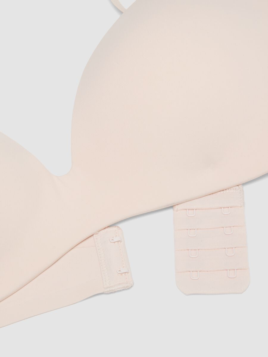 Pink padded triangle bra in stretch fabric_5