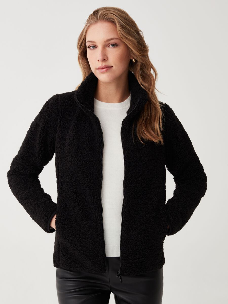 Sherpa full-zip with high neck_1
