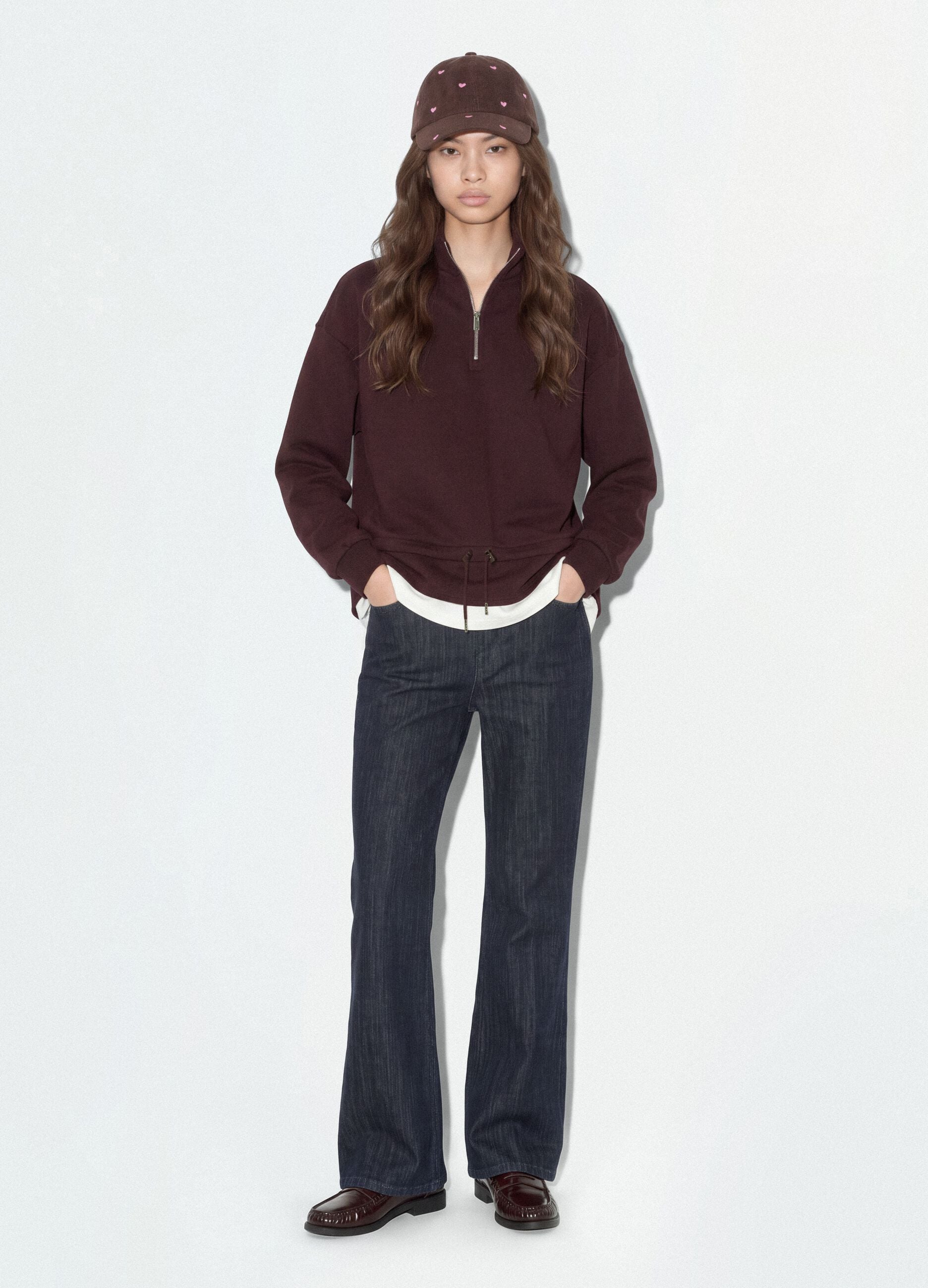 Jeans denim blu bootcut in cotone elasticizzato