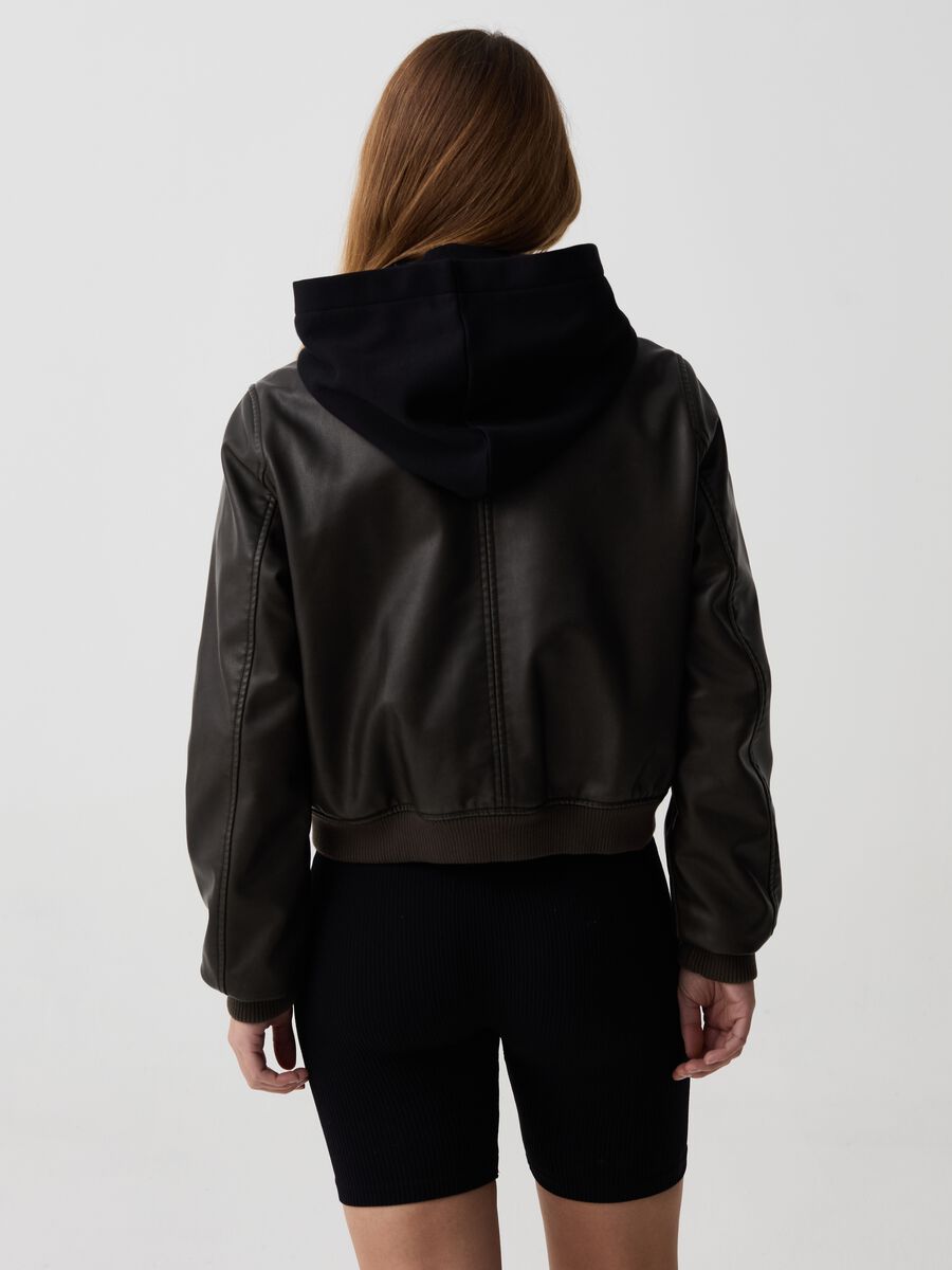 Full-zip glossy-effect bomber jacket_2