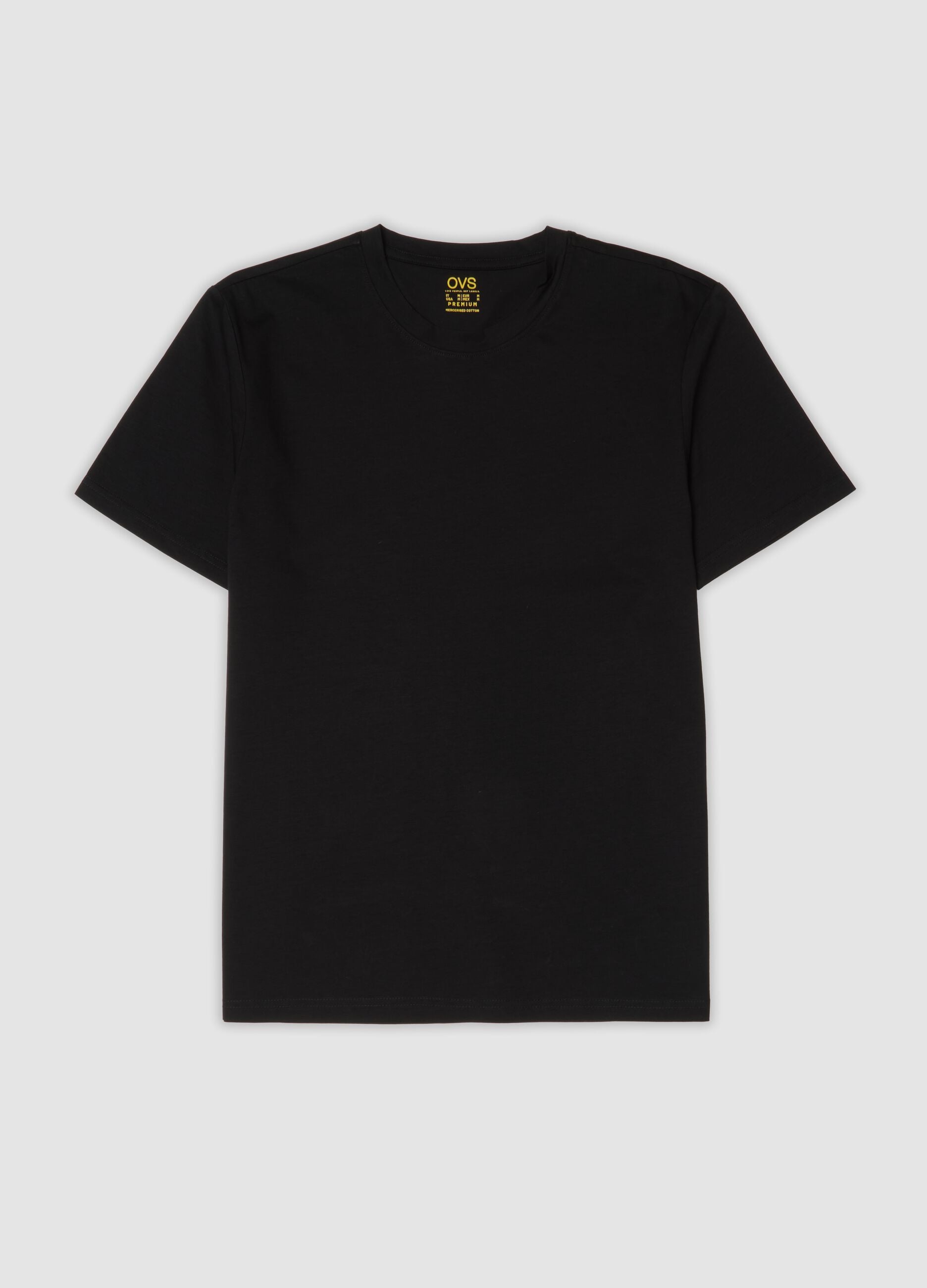 Black crew-neck T-shirt in pure mercerised cotton