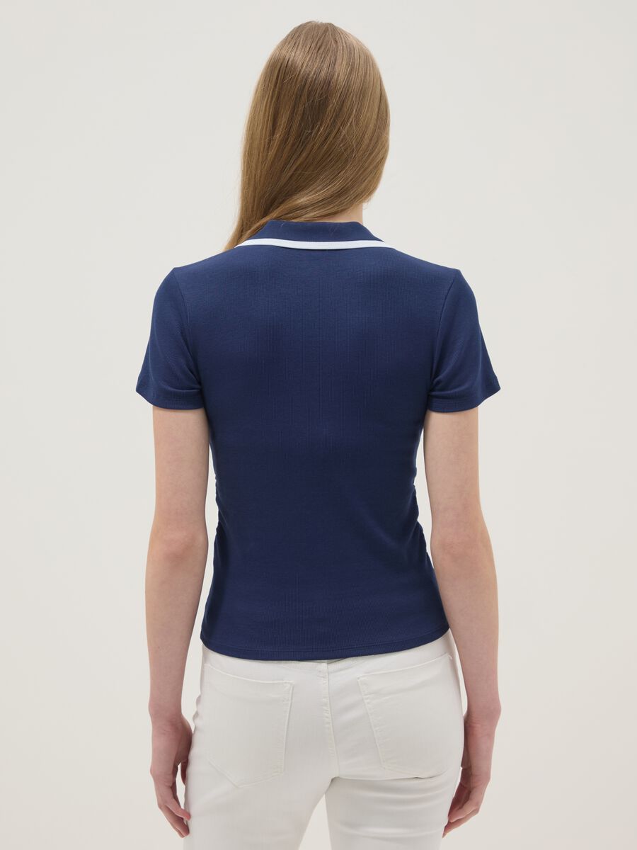 Plava polo majica kratkih rukava od rastezljivog pamuka, regular kroj_2