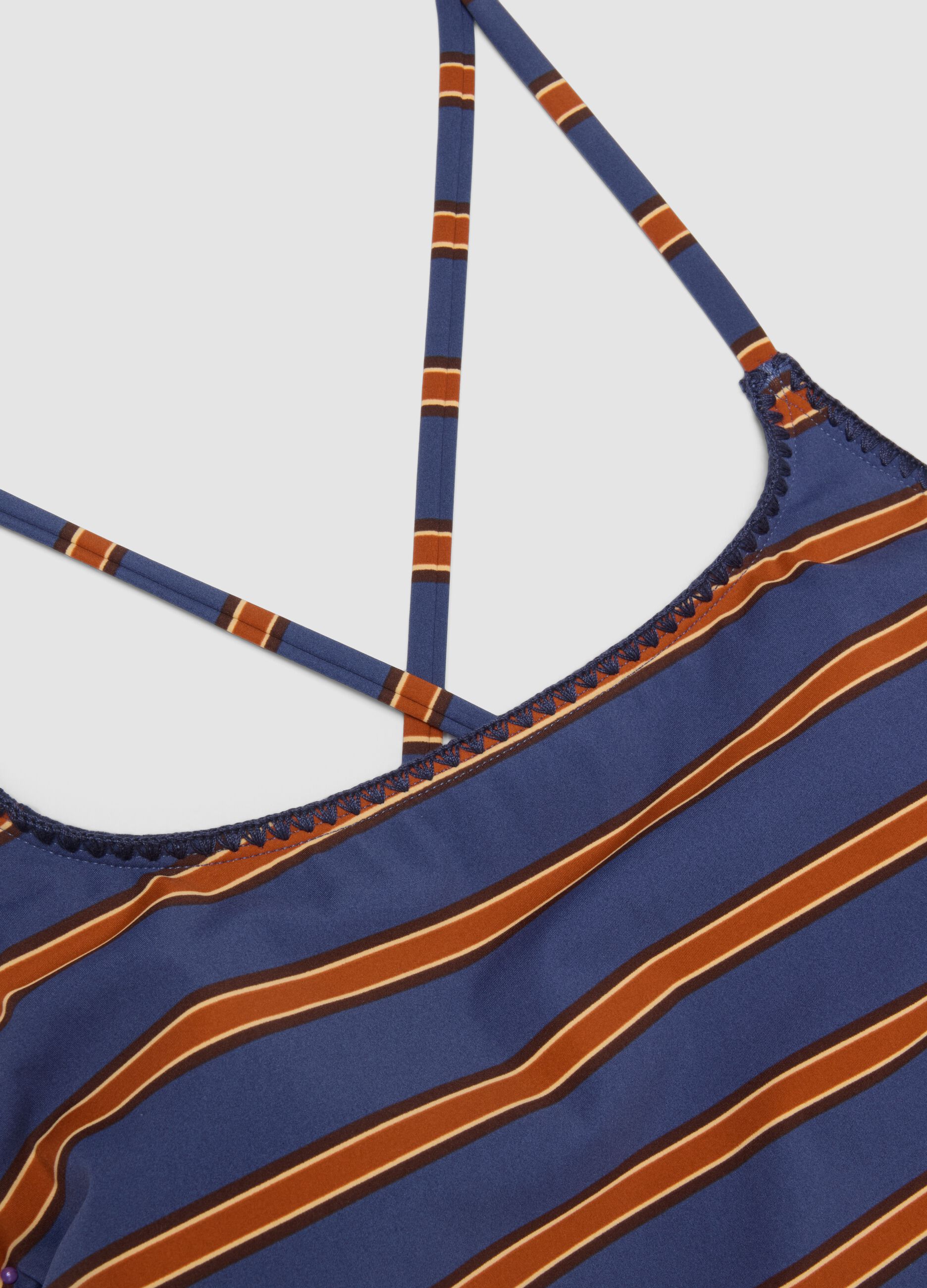 Stretch multicolour striped one-piece swimsuit
