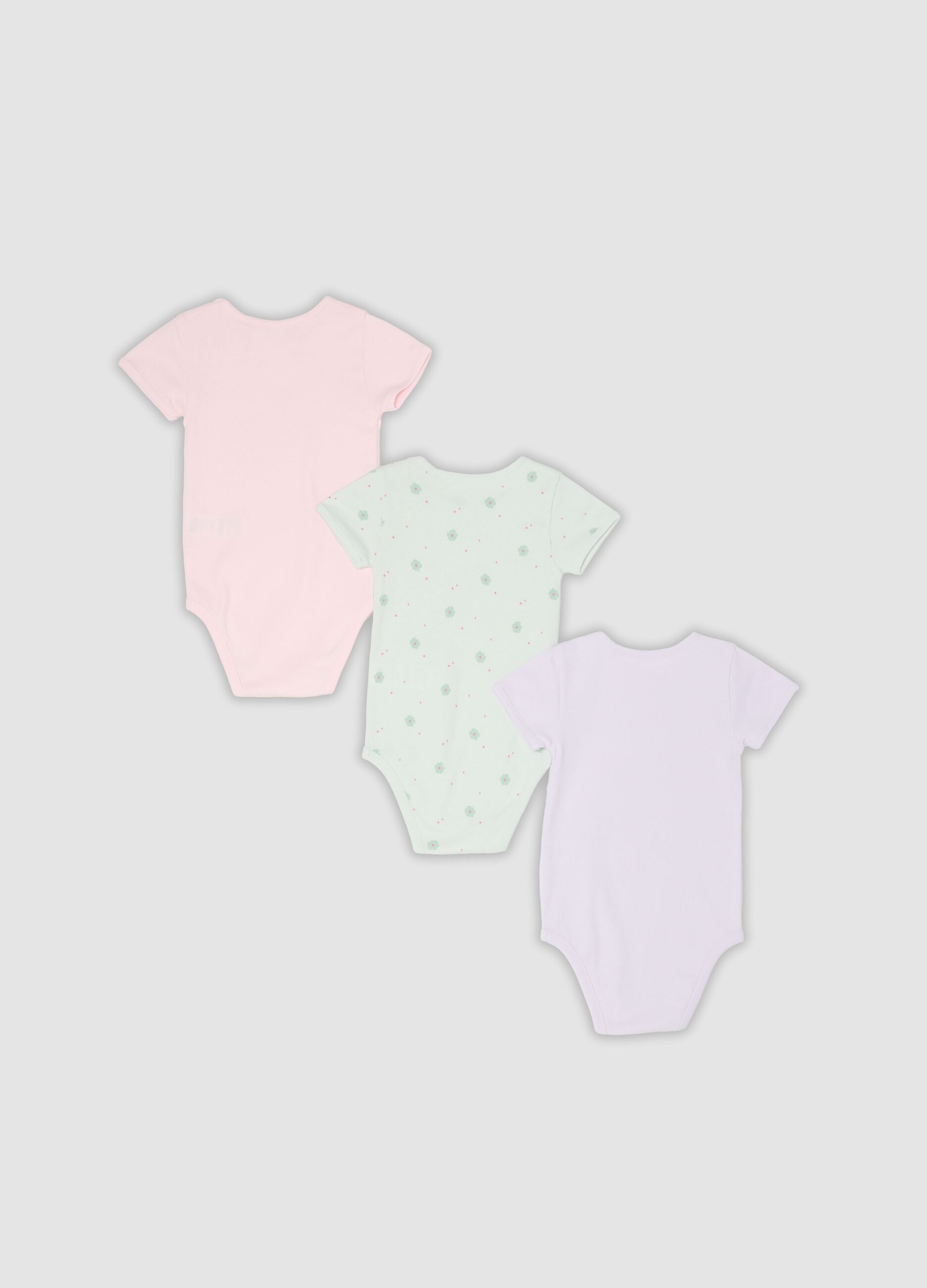 Tripack di body multicolor in cotone organico per neonata e bimba
