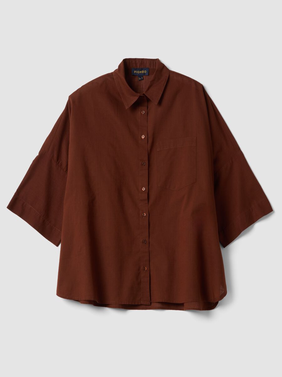 Brown pure cotton oversized shirt_0