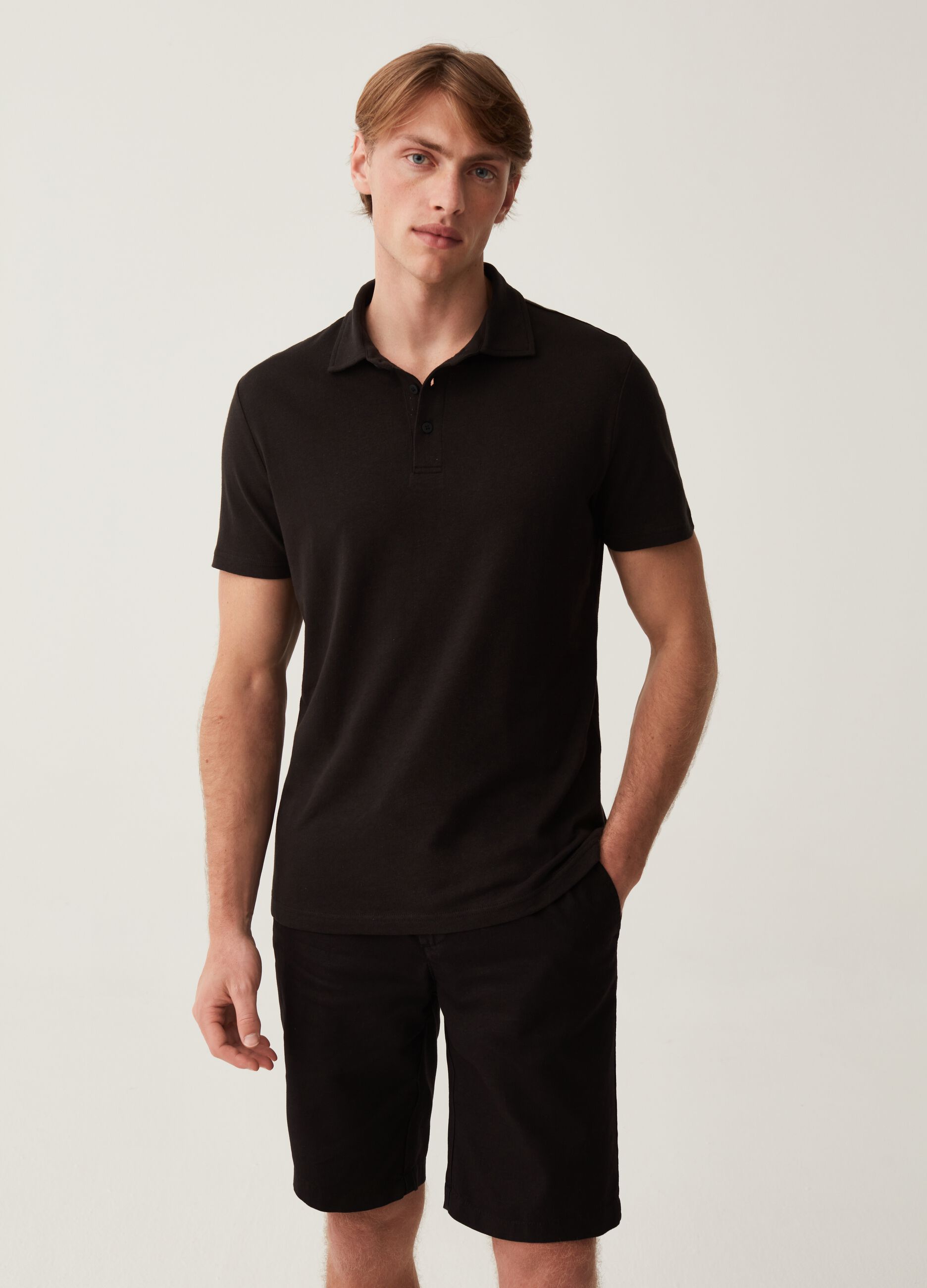 LESS IS BETTER polo shirt in linen and cotton