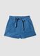 Light blue pure cotton denim shorts with elasticated waist, regular fit_0