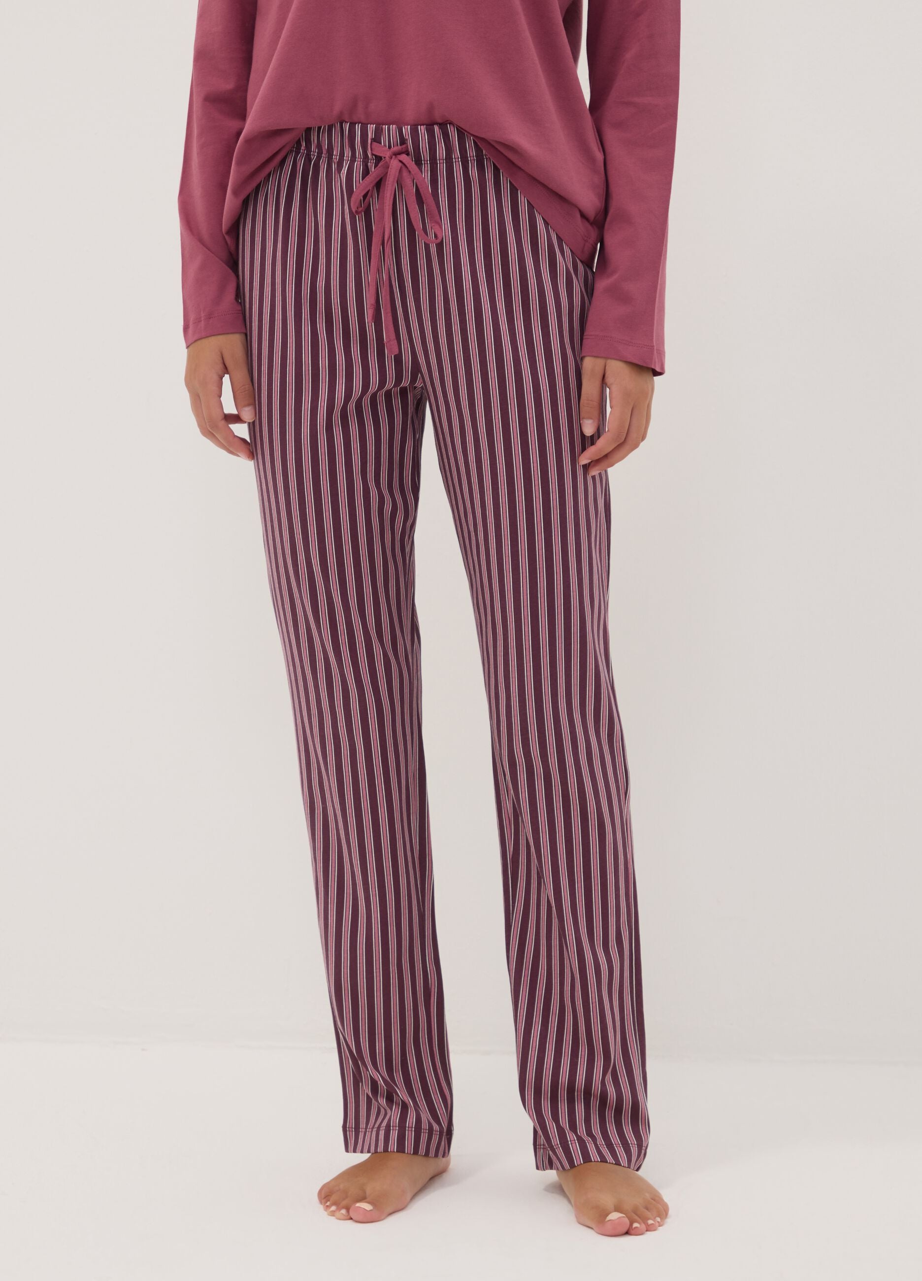 Pink pure organic cotton pyjamas with Henley neckline