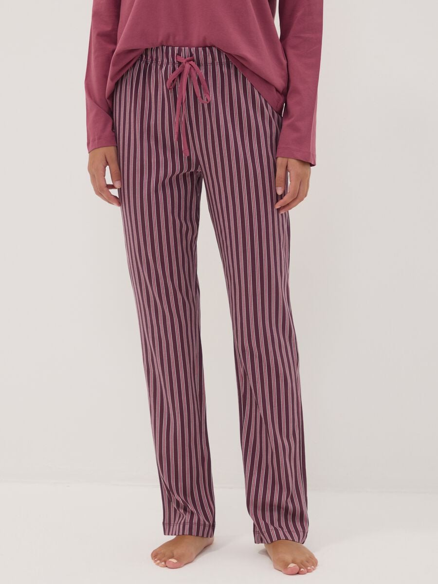 Pink pure organic cotton pyjamas with Henley neckline_2