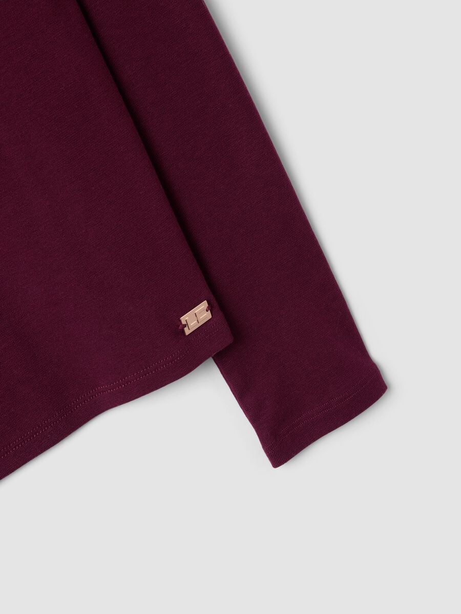 Purple lyocell and stretch wool mock-neck T-shirt, regular fit_5