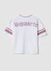 Pink and white pure cotton T-shirt with mesh texture_4