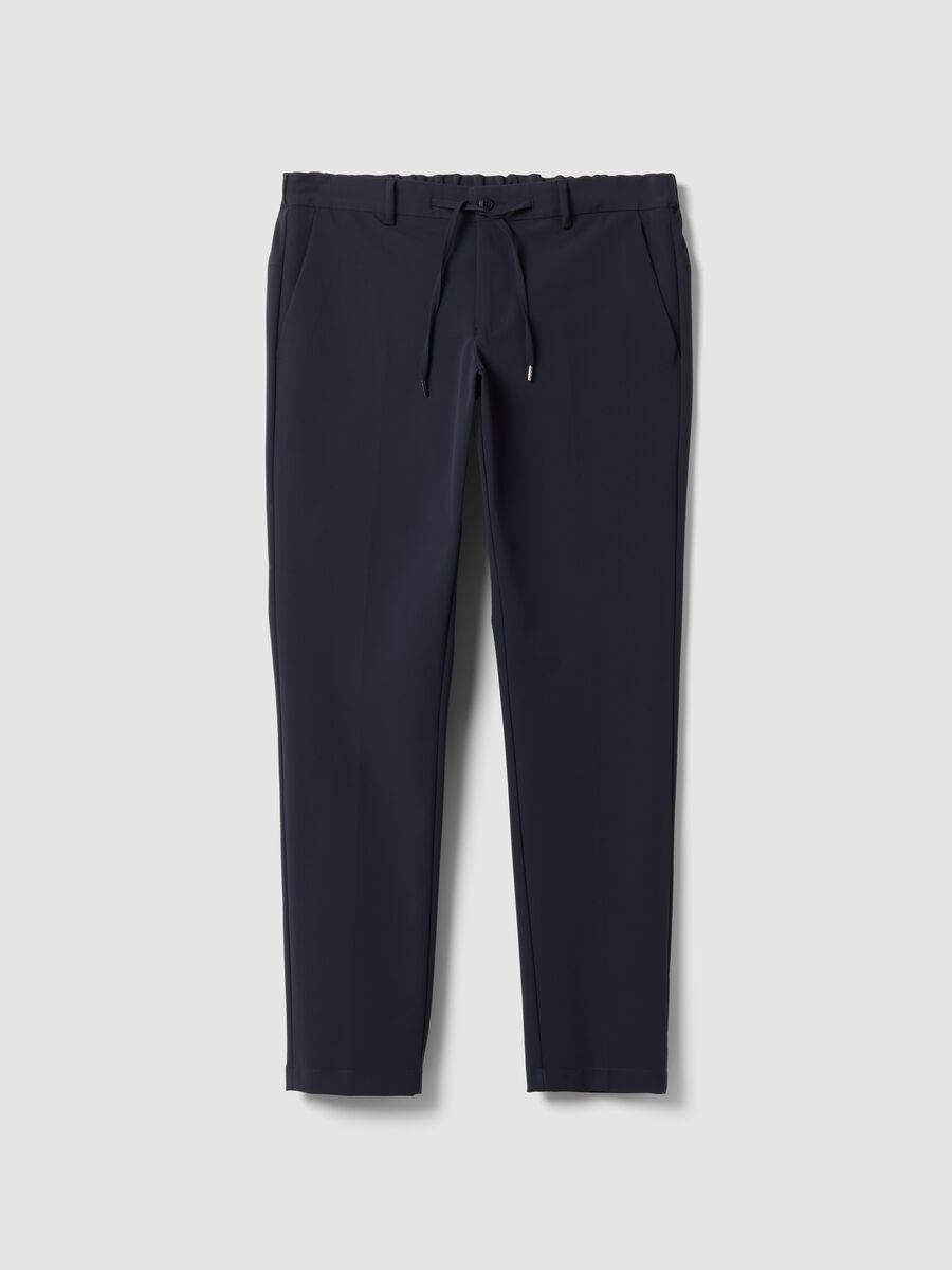 Blue stretch-fabric chino trousers_4