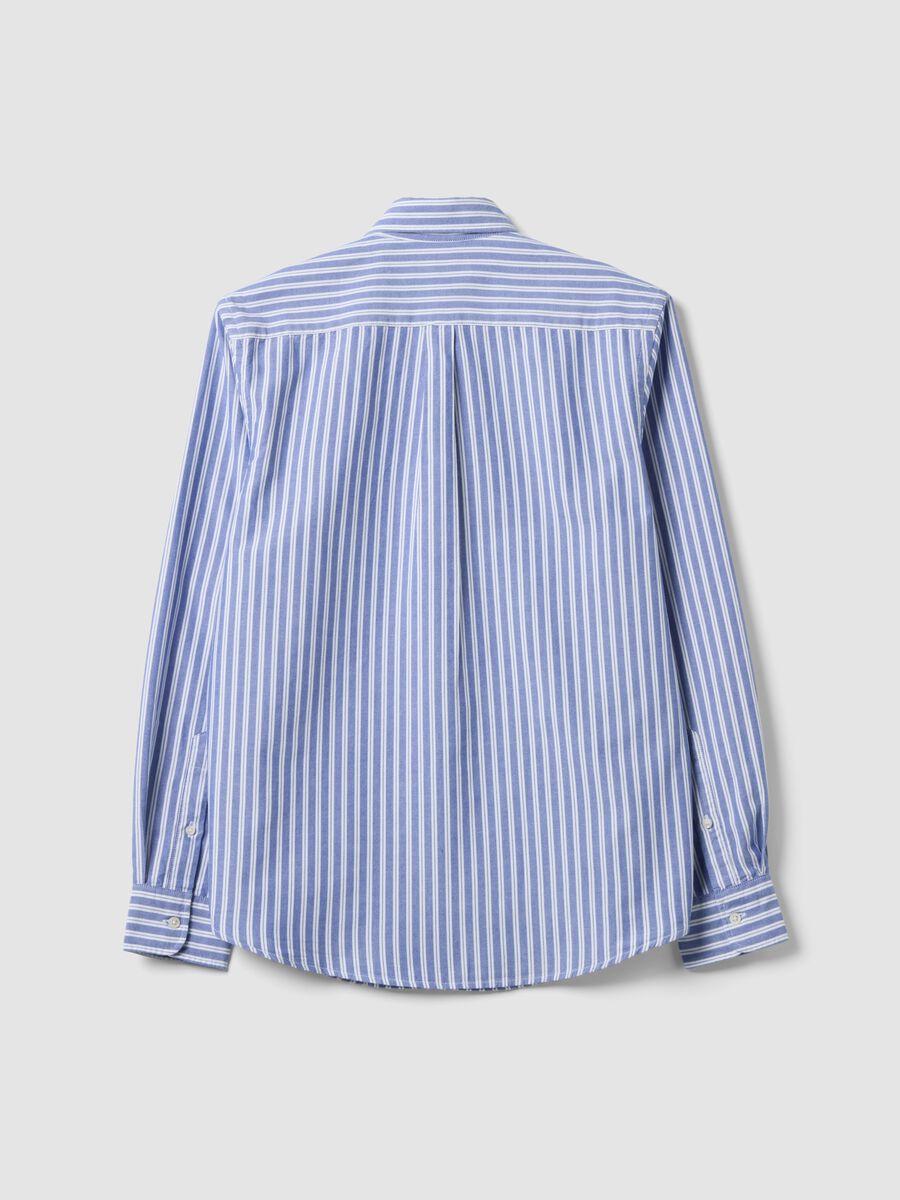 Camisa Oxford azul de rayas en algod&oacute;n puro, corte regular_2