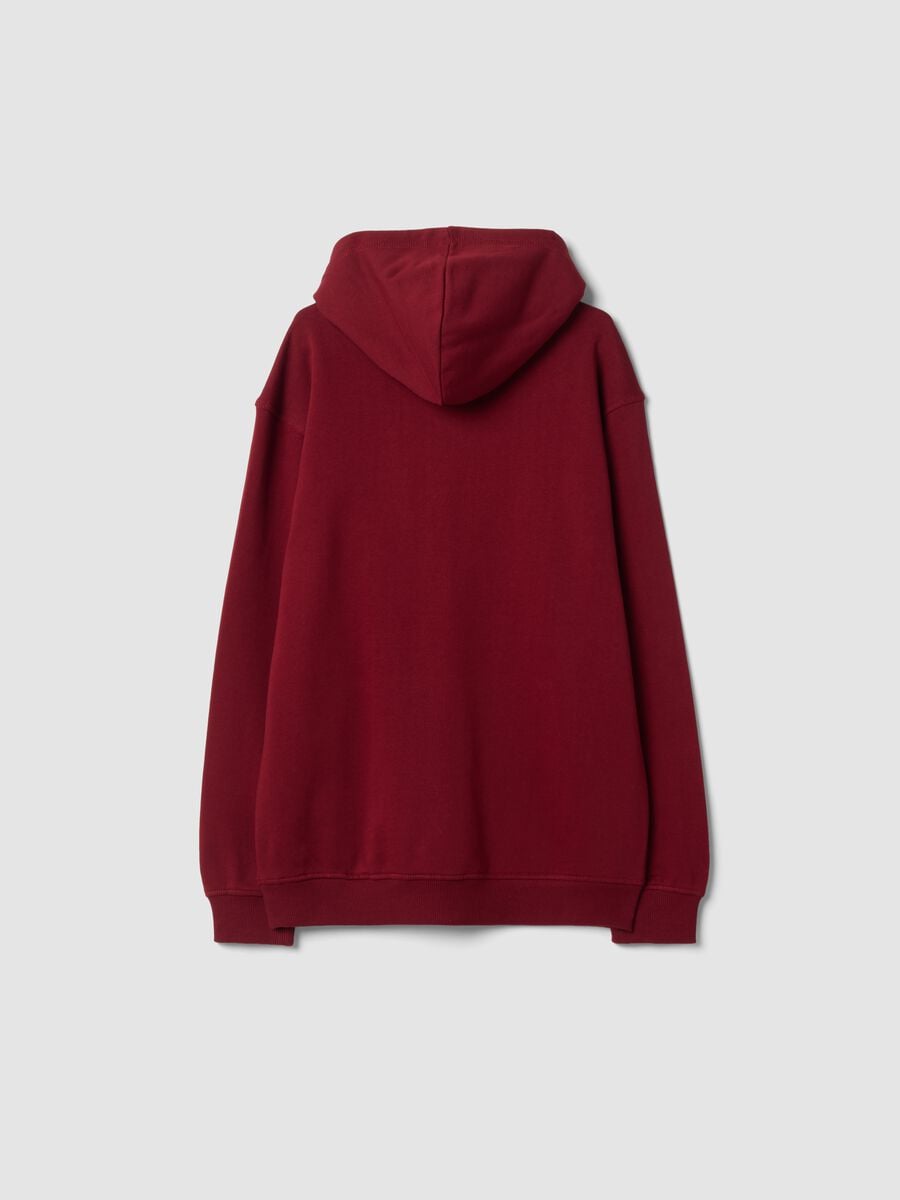 Hoodie vermelho em algod&atilde;o org&acirc;nico puro com estampados racing, corte relaxed_1