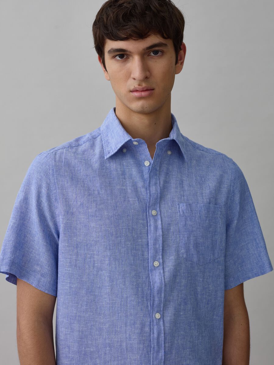 Short-sleeved shirt with micro weave_1