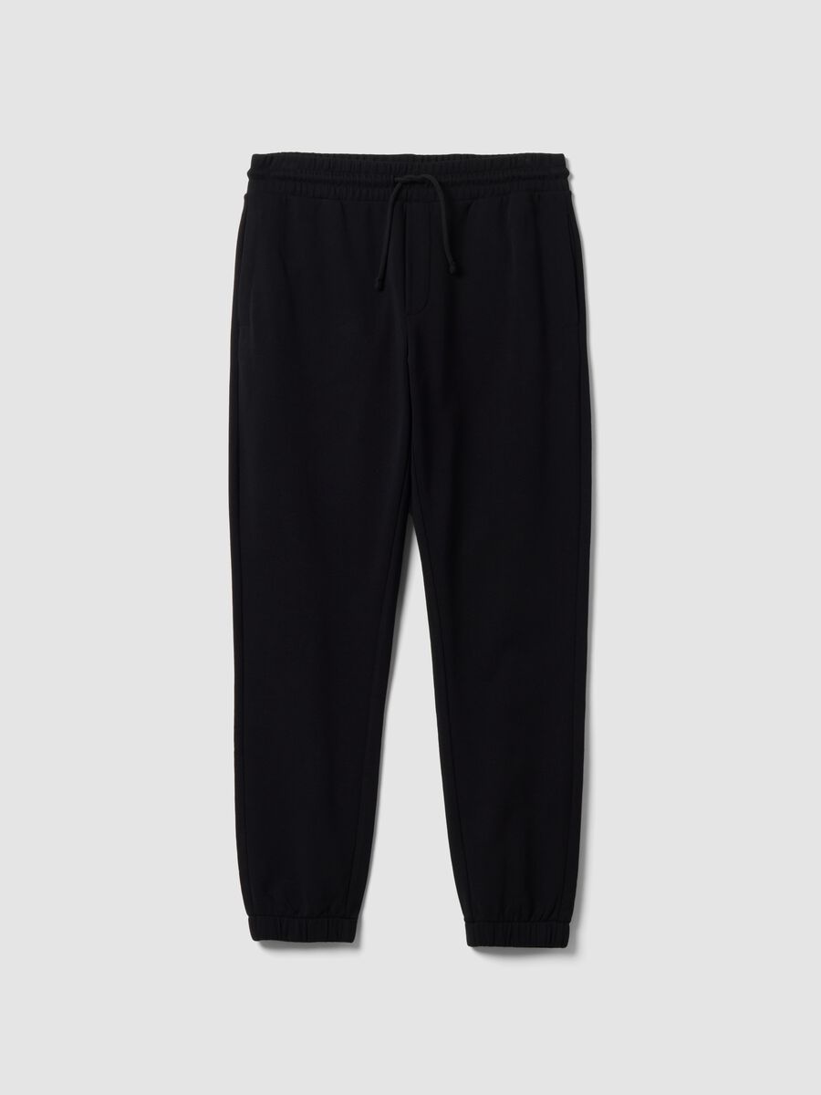 Black cotton-blend joggers, regular fit_0