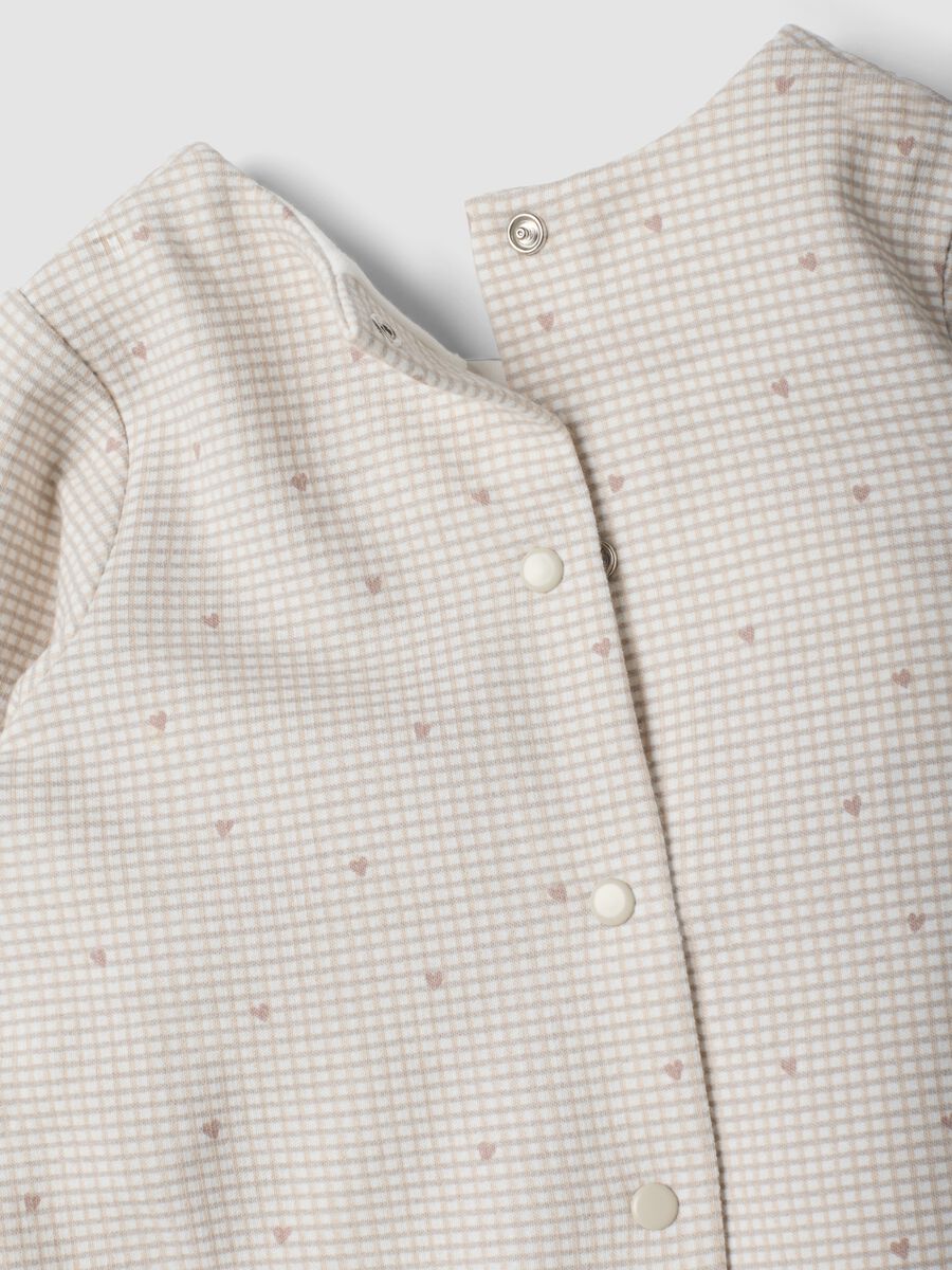 White pure organic cotton baby sleepsuit with gingham print_3