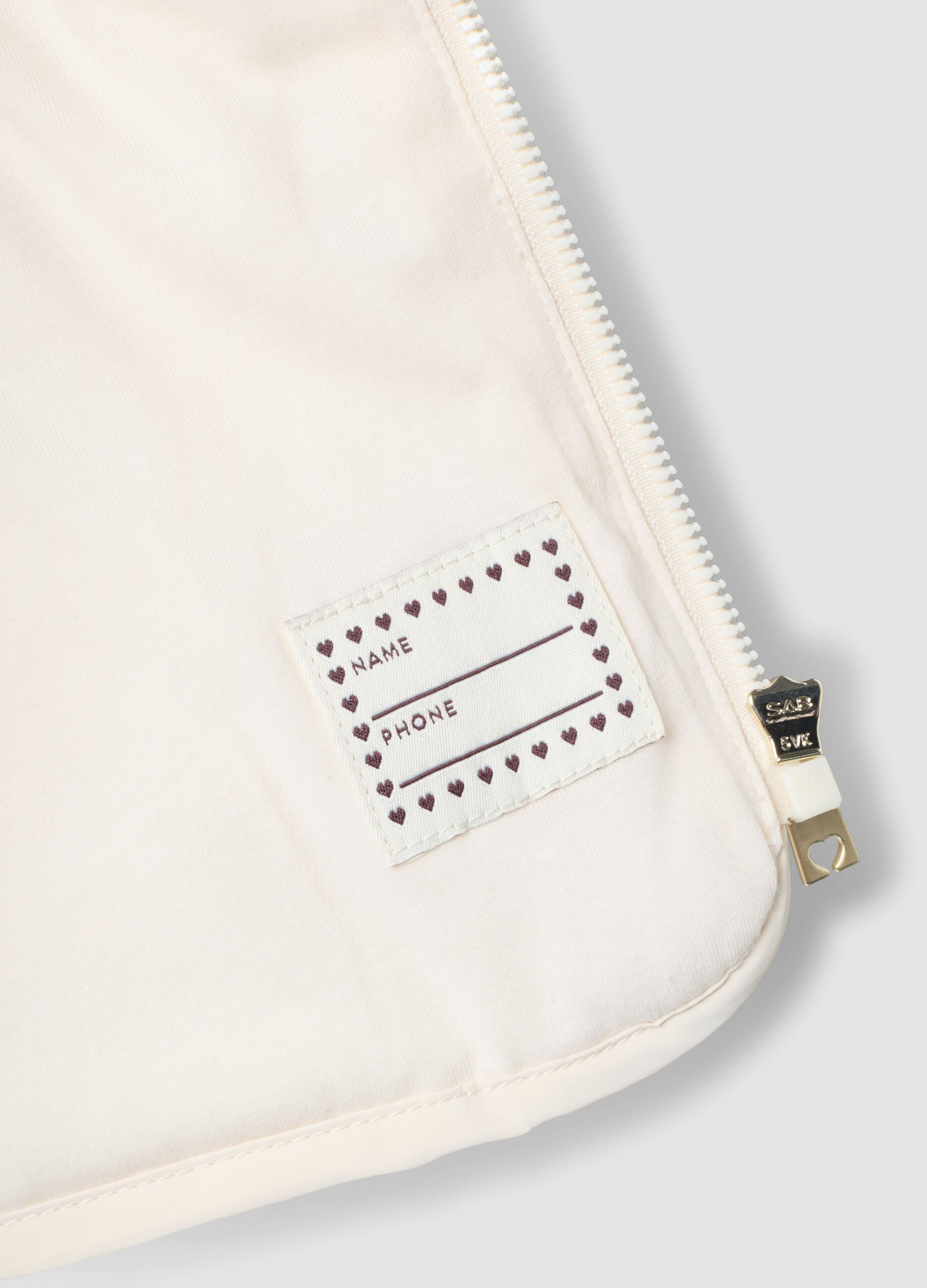 Beige wattierte Kapuzenjacke mit Reissverschluss f&uuml;r Babym&auml;dchen